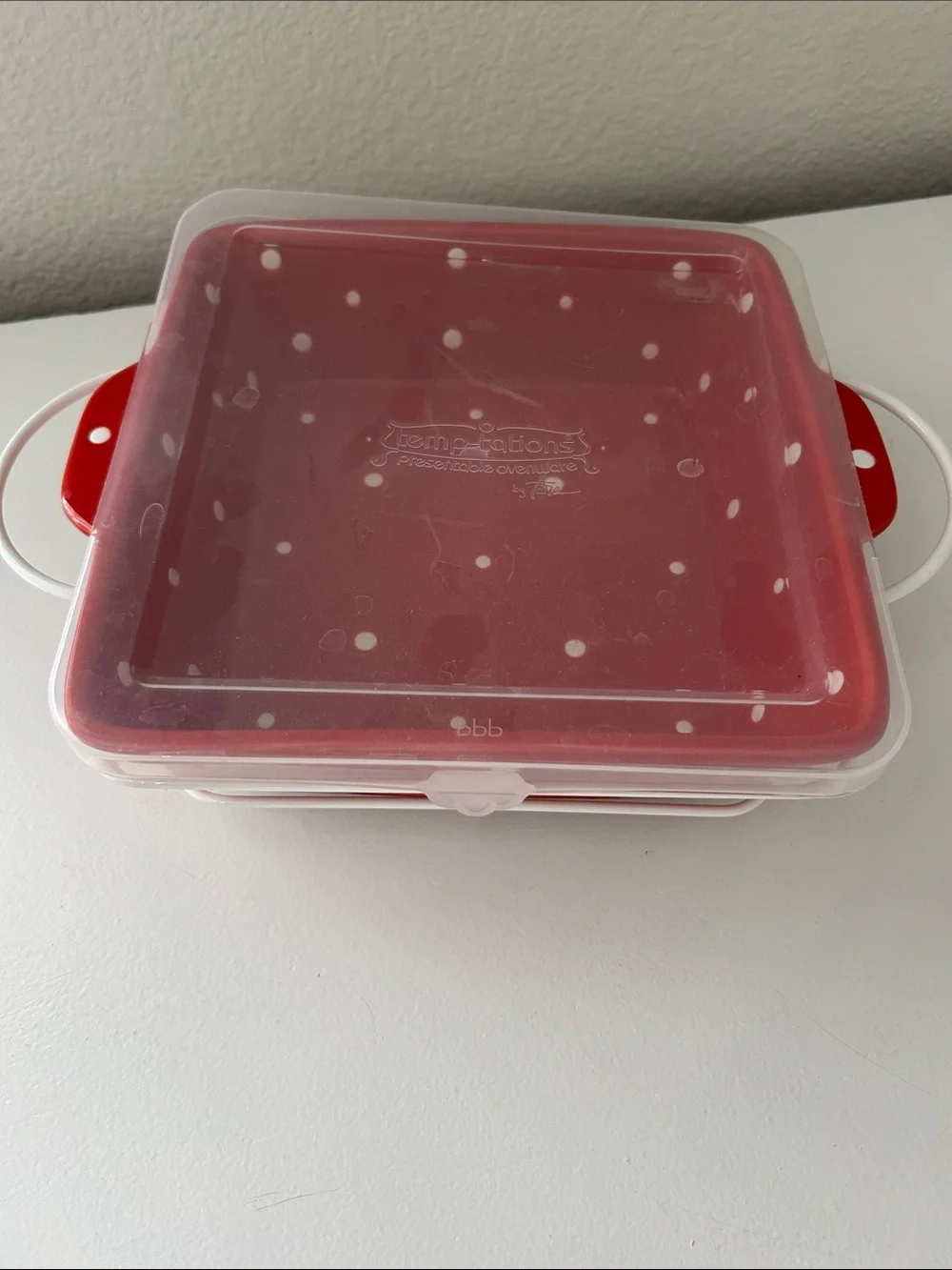Temp-Tations Red and White Polka Dot Covered Casserole Dish